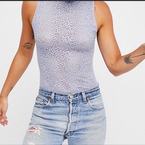 Free people lou lace body suit top size M